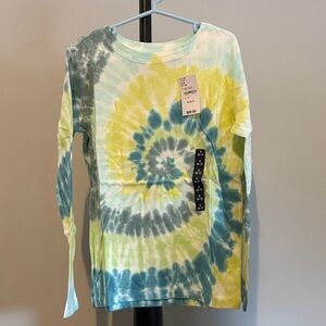Lands’ End Tie-Dye Long Sleeve Tee in Aqua, Yellow & Gray